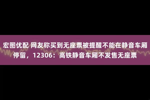 宏图优配 网友称买到无座票被提醒不能在静音车厢停留，12306：高铁静音车厢不发售无座票